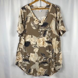 LuLaRoe Iris Top Gray Floral NEW XL